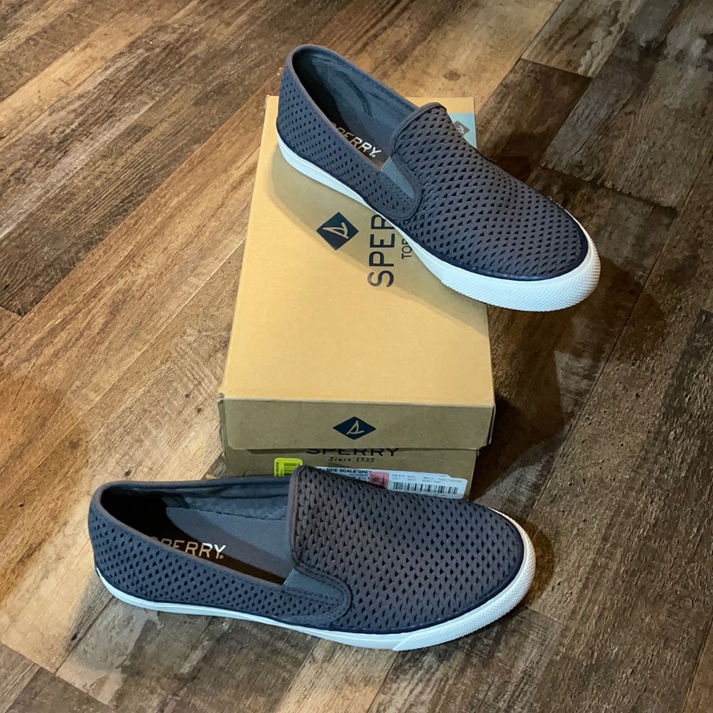 Seaside Scale Grey Sperrys—New in Box